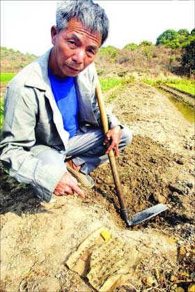 老农菜地刨出金砖 3人谎称帮忙行诈骗·广东