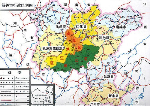韶关市行政区域图图片