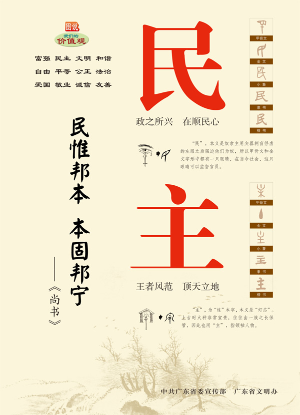 民主_汉字说核心价值观_南方网